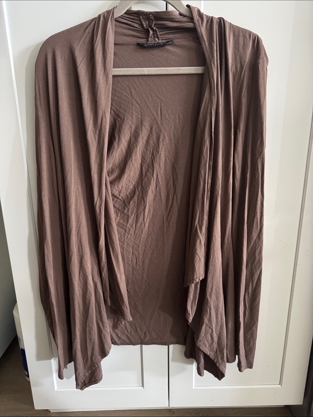 Banana Republic Draped Open-Front Cardigan in Taupe